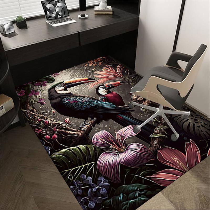 1 Stück Tukan Blumen Extra Groß Rutschfester Boden Teppich, Büro, Familie, Schlafzimmer Großer Bereich Teppich Innen Teppiche, Lebendige Farben