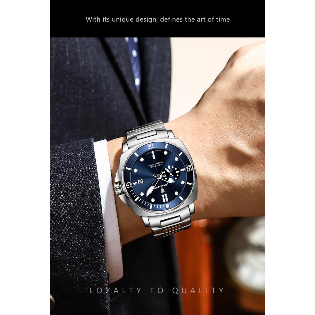 POEDAGAR Top Fashion Luxury Watch For Men Waterproof Luminous Date Men's Watches Stainless Steel Business Quartz Wristwatch