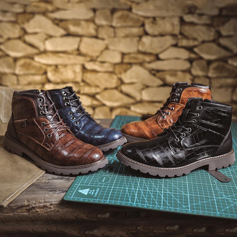 Retro Fashion Brown High-top Shoes for Men Breathable Leather Casual Shoes Big Size 48 Ankle Boots Men 2024 Zapatos Para Hombres