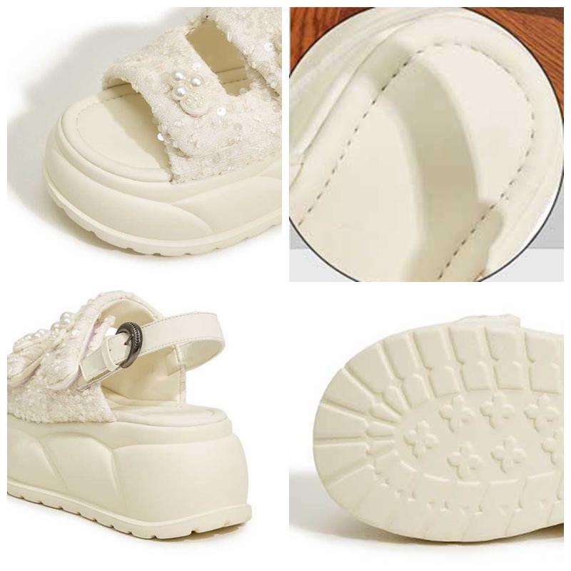 7,5 cm Syntetiska Dam Casual Höga Märkes Peep Toe Skor Mode Tofflor Platå Kil Sandaler 2024 Sommar Bling Ihåliga