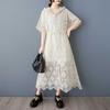 Women's Loose and Fashionable Floral Patchwork Versatile Mid To Long Style Dress with Temperament