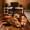1pc Horse Farm Round Chair Mat Office Area Rug - Non-Slip, Floor Mat for Office, Bedroom, and Indoor Decor P127272
