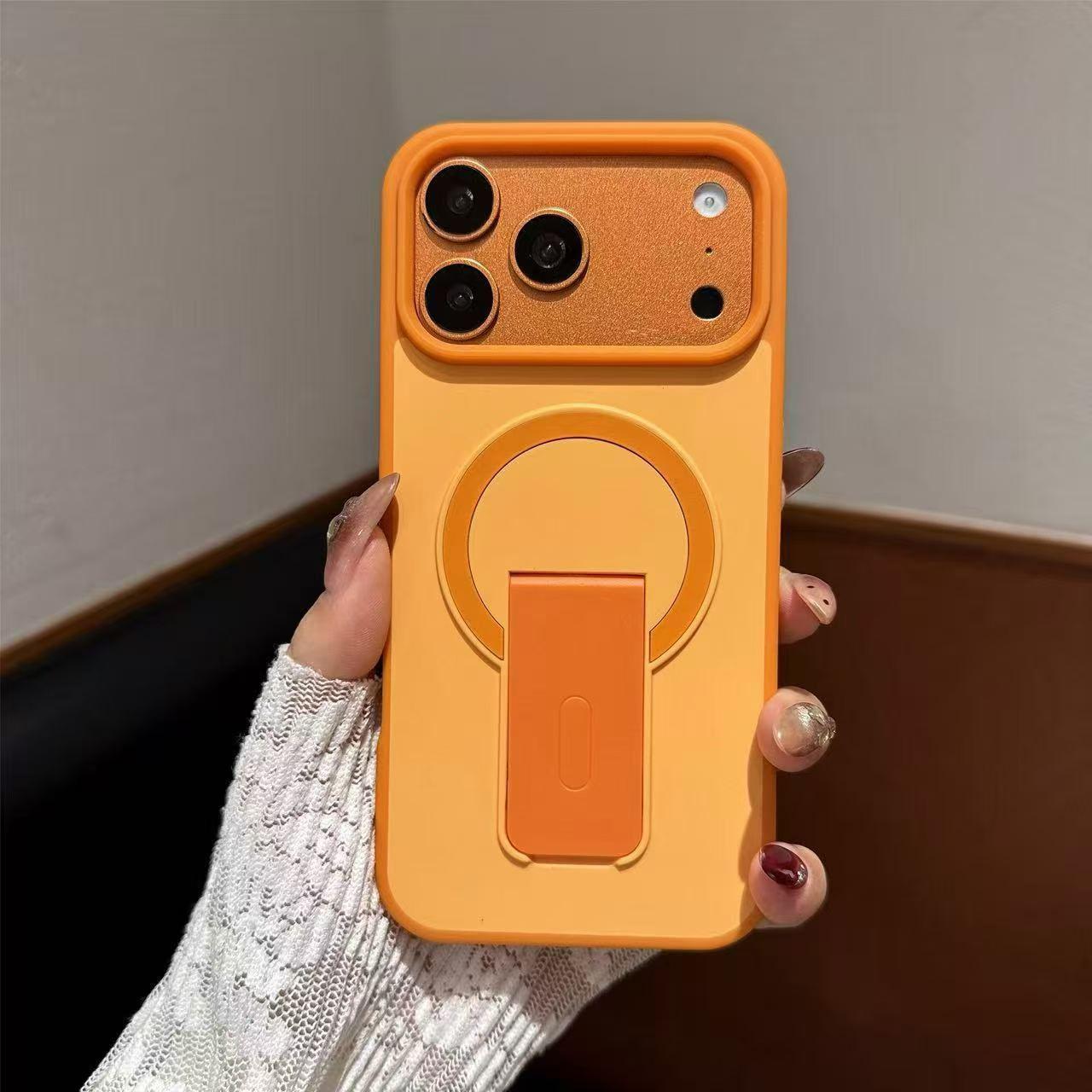 Frosted Color-Block Magnetic Stand Case for Apple 17 Pro Max: Full Drop-Proof Coverage 16 Plus