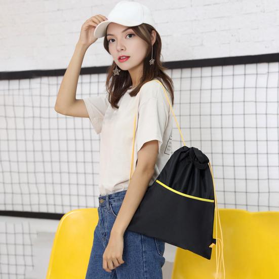 Gym Backpack Waterproof Drawstring Storage Bag with Shoulder Strings Large Capacity Sports Backpack for Travel Hiking Camping