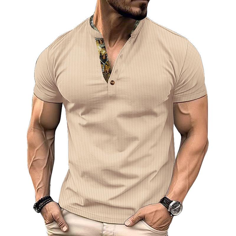 Summer Men's Short Sleeve Tops Waffle Lapel Camouflage Polo Shirt Plus Size Polo Shirt Men's Casual T-Shirt Tops