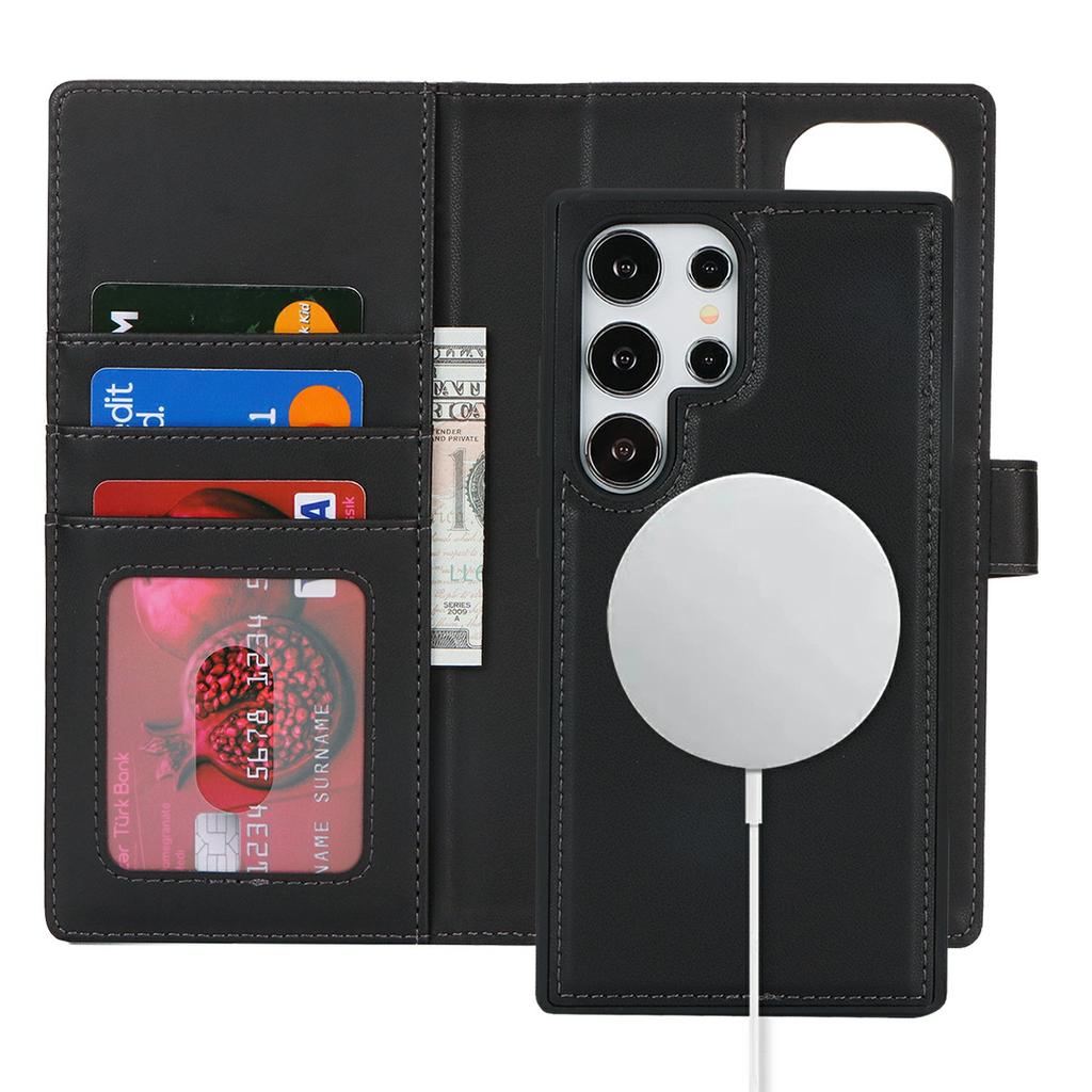 For Samsung Galaxy S24 Ultra Wallet Magnetic Case Anti-Drop Detachable PU Leather Phone Cover