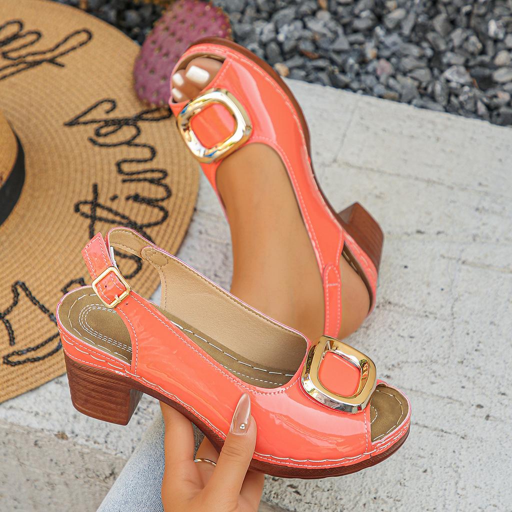 2025 zomer nieuwe buitenlandse handel grote maat dames sandalen met hoge hakken schoenen met open teen Europees-Amerikaanse stijl polyurethaan zool