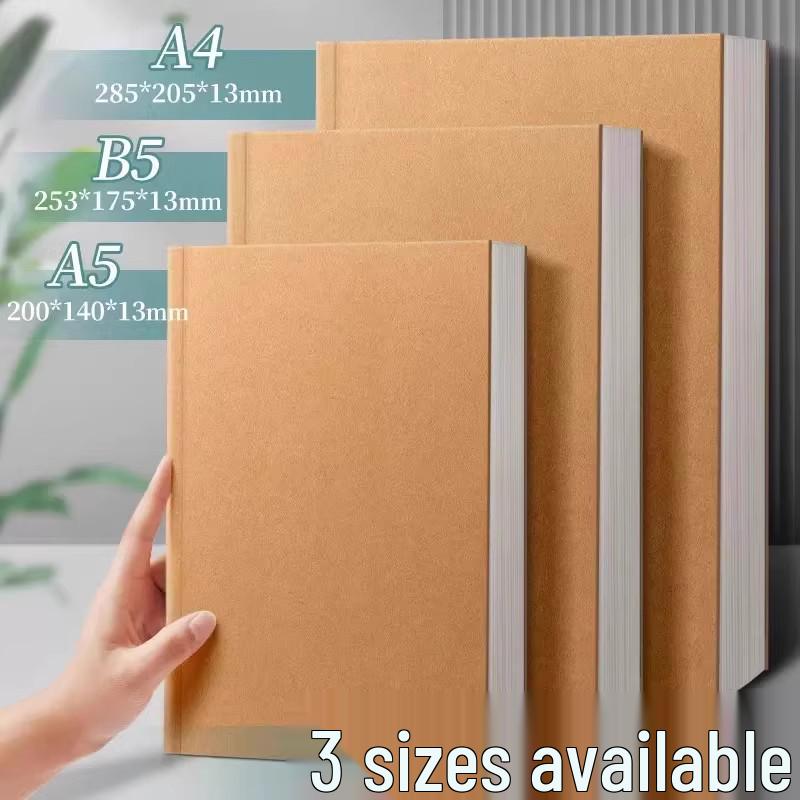 A5 Kraft Paper Thick Notebook with A4 Extra Thick Blank & Lined Pages, B5 Diary Notebook.