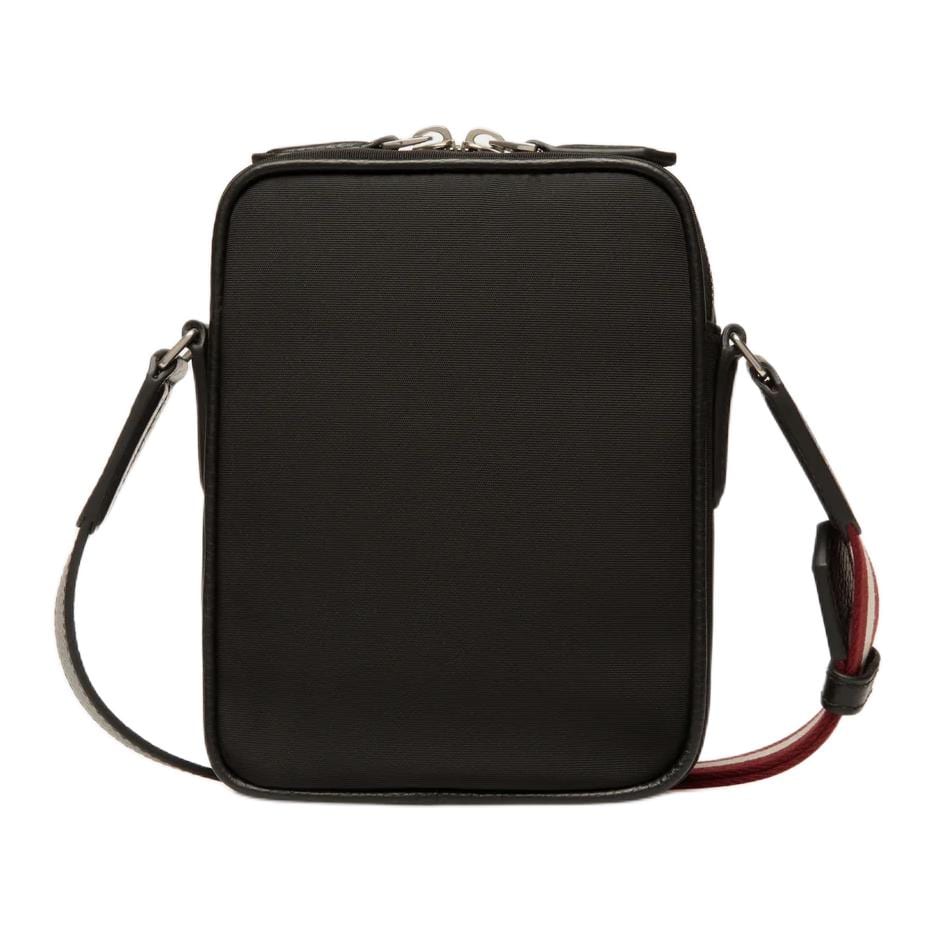 BALLY Nylon Mesh Leather Trim Shoulder Bag, Crossbody Bag Men's Black 63064341