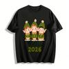 2026 New Year Cute Elf Print Casual Versatile Top For Family Pure Cotton T-shirt