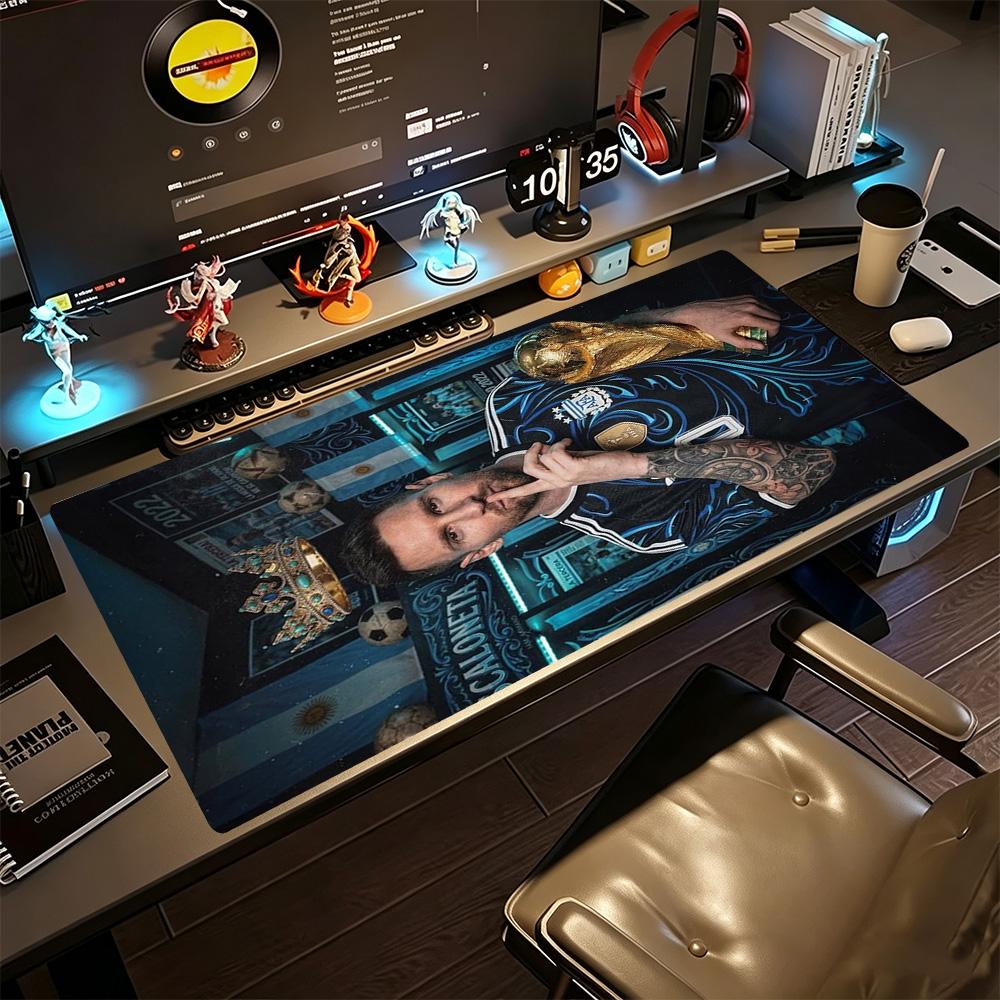 Football Messi Large Mouse Pad Keyboard Pad Computer Desk Mat Non-Slip Rubber Base Office and Gaming Desk Decoration