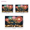 2D Gold Happy New Year Backdrop Colorful Fireworks Celebration Photo Background