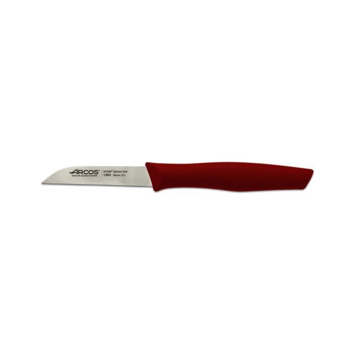 Couteau Mondador Arcos Nova 188422 acier inoxydable Nitrum et mango Polypropylène, lame rouge de 8 cm avec couvercle de lame et
