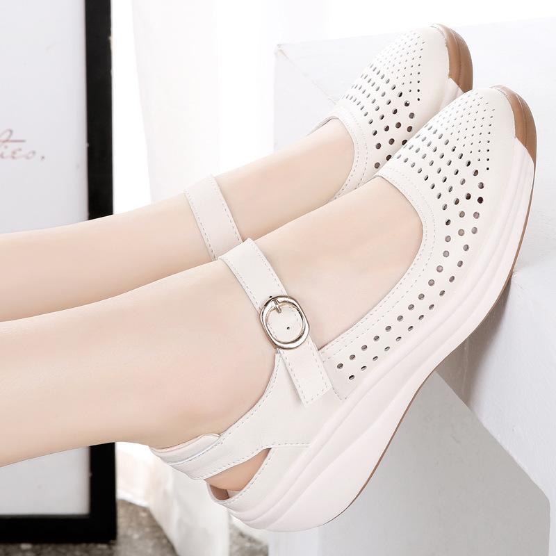 

Сандалии Muffin Non-slip с толстой подошвой, женские, новые, повседневные, дышащие, спортивные, большого размера 35 бежевый