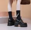 Fashion Retro Thick Heel Loafers Women's Autumn New Single Shoes Buckle Round Head Fashionable British Style Small Leather Shoes