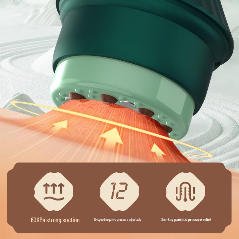 Portable Heated Electric Cupping Device for Full-Body Therapy, Meridian Brushing, and Gua Sha Scraping