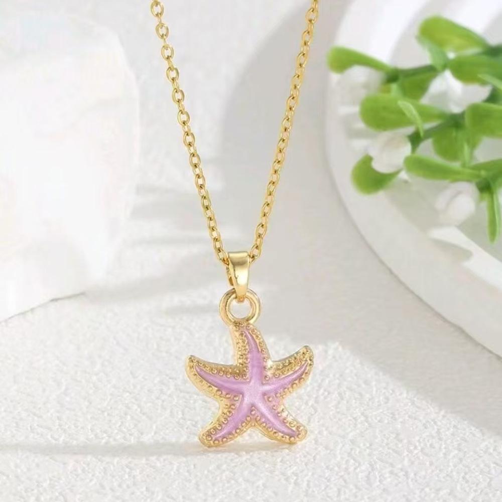 Collana Pendente Stella Marina Grande in Resina Stile Boho per Donna Trendy Estate Vacanza al Mare Fascino Catena Clavicola Gioielli per Festa Ragazze