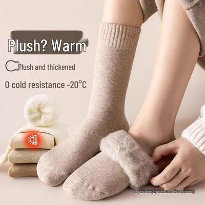 Women's Extra Thick Cashmere Knee-High Velvet Wool Socks - Japanese Style, Cold-Proof Warmth for Below Zero Winters