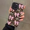Pink Bow Leopard Pattern Full Body Protection Phone Case For iPhone 16 Pro Max 15 14 Plus 13 12 Mini X XR 7 8 11 XS SE Cover