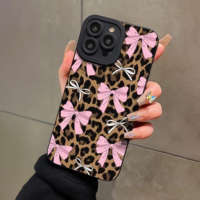 Pink Bow Leopard Pattern Full Body Protection Phone Case For iPhone 16 Pro Max 15 14 Plus 13 12 Mini X XR 7 8 11 XS SE Cover