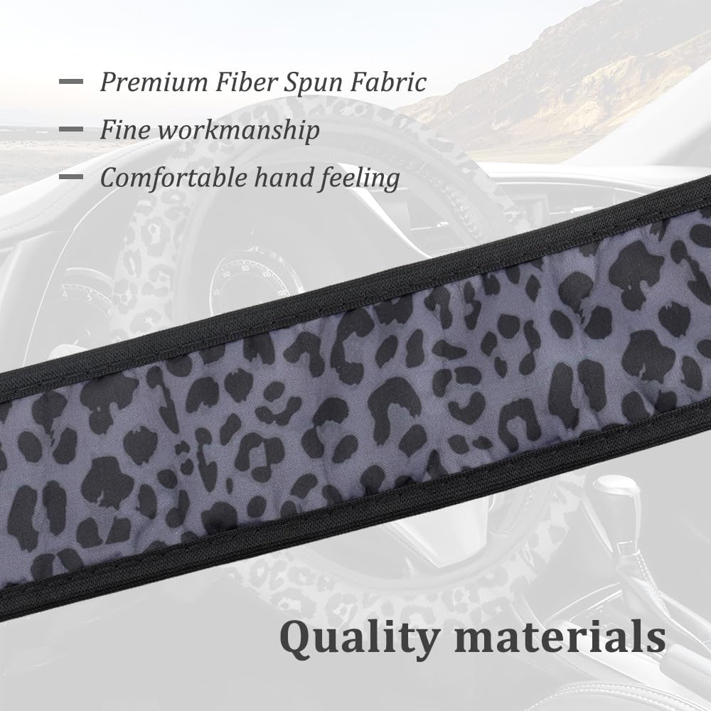 15In Cheetah Print Steering Wheel Cover Breathable,Sweat Absorption Car Steering Wheel Cover for Protection,Universal Steering Wheel Wrap Car