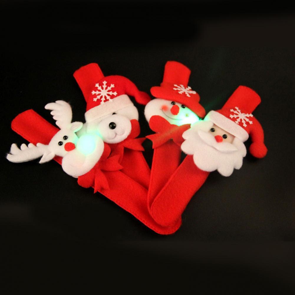 Glowing Christmas Bracelets Circle Wrist Bands Light Up Wristbands for Xmas Party Decoration Elk Wrist Band