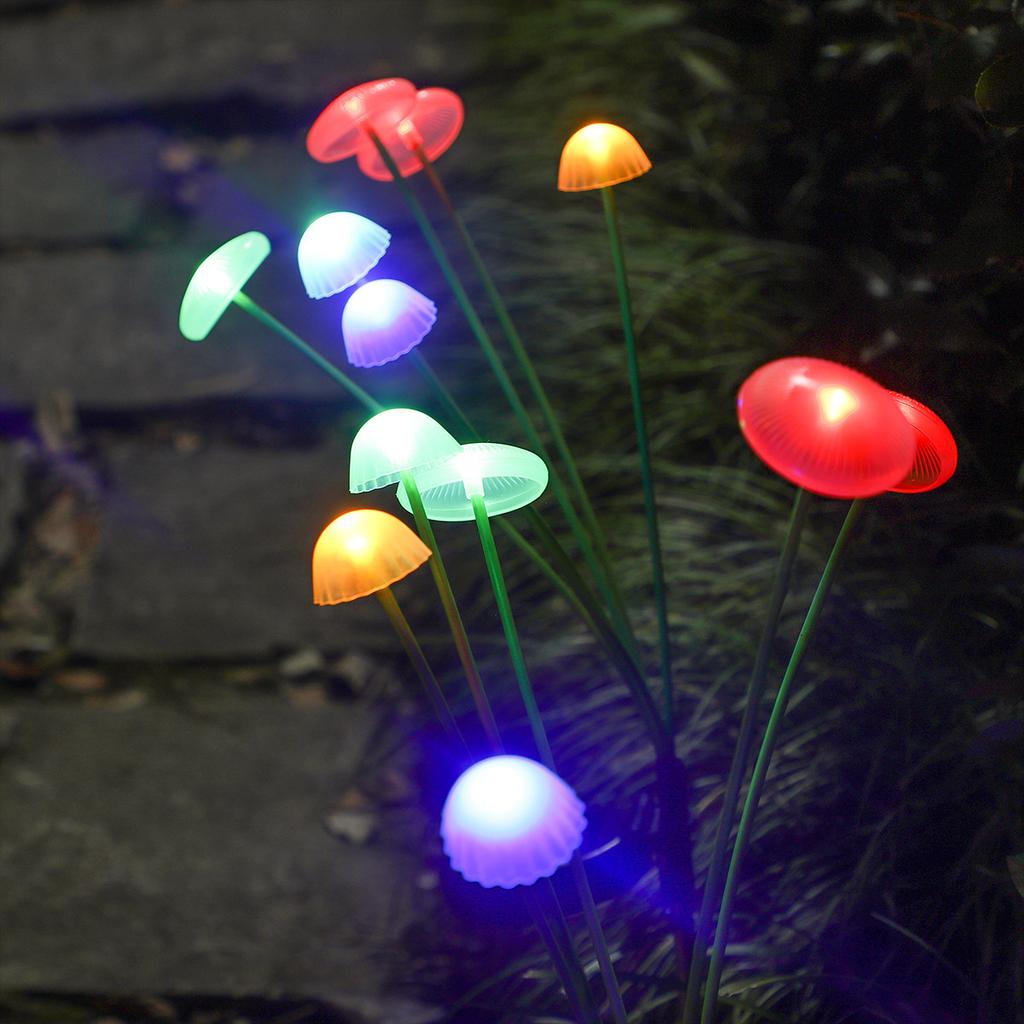 LED Solar Jellyfish String Lights Outdoor Garden Lawn Decorative Ground Lights Waterproof Patio Landscape Lighting Silicone Multi-head Warm Light
