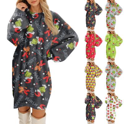 Women's Round Neck Casual Long Sleeve Plush Dresses