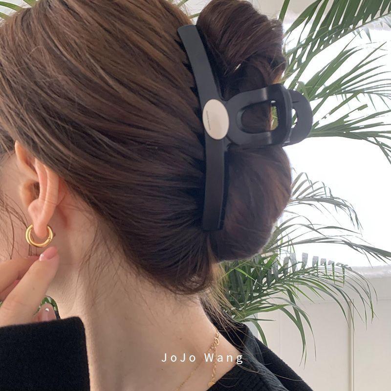 Trendy Black Silver Large Hair Claw Clip Korean Style Shark Clip Women Back Head Hair Accessories