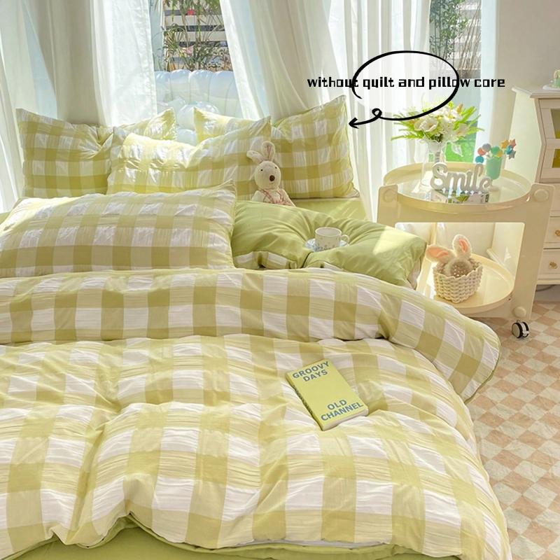 Plaid Double Duvet Cover Set 220x240 Solid Twist Soft Pillowcase King Size Bedding Set Quilt Cover Set