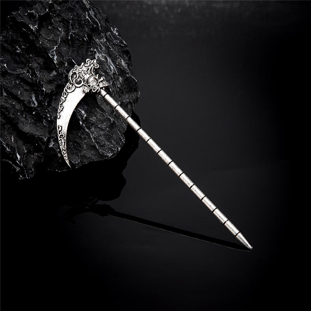 Готическая Панк Коса Смерти Палочка для Волос Череп Заколка для Волос для Женщин Металлическая Лилия Ворона Ведьма Викинги Украшения