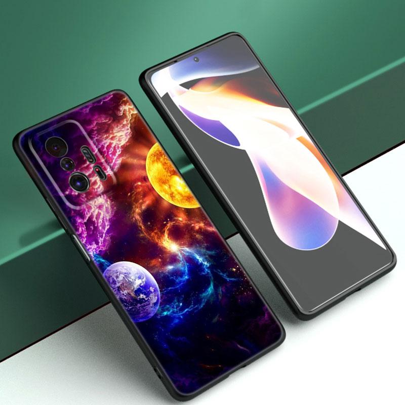 Moon Stars Space Astronaut Black Phone Case For Xiaomi Mi 9 SE 8 10T 11 12 13 Lite 9T 11T 12S 12T 13T 14 Pro 5G NE 11i 12X