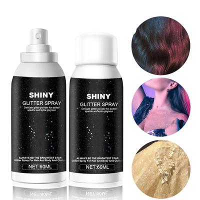 Glitter Spray For Hair And Body, Body Glitter Hairspray For Clothes, Quick-Drying And Long-Lasting Body Shiny Spray(60ml)