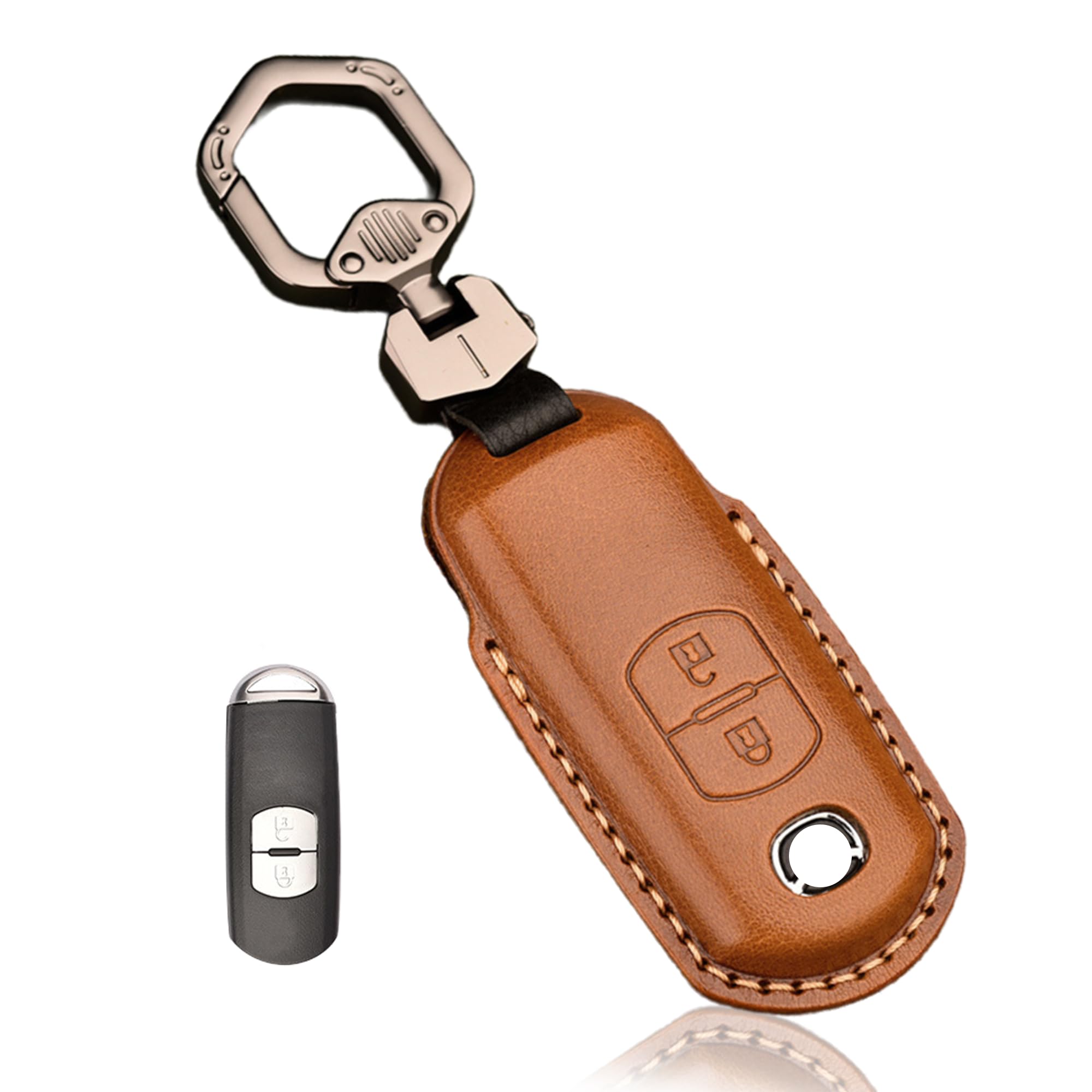 

[Fesanla] Mazda Key Case, Genuine Leather, Smart Key Cover, Mazda Axela Atenza CX-4 CX-5 A (2 buttons) коричневий