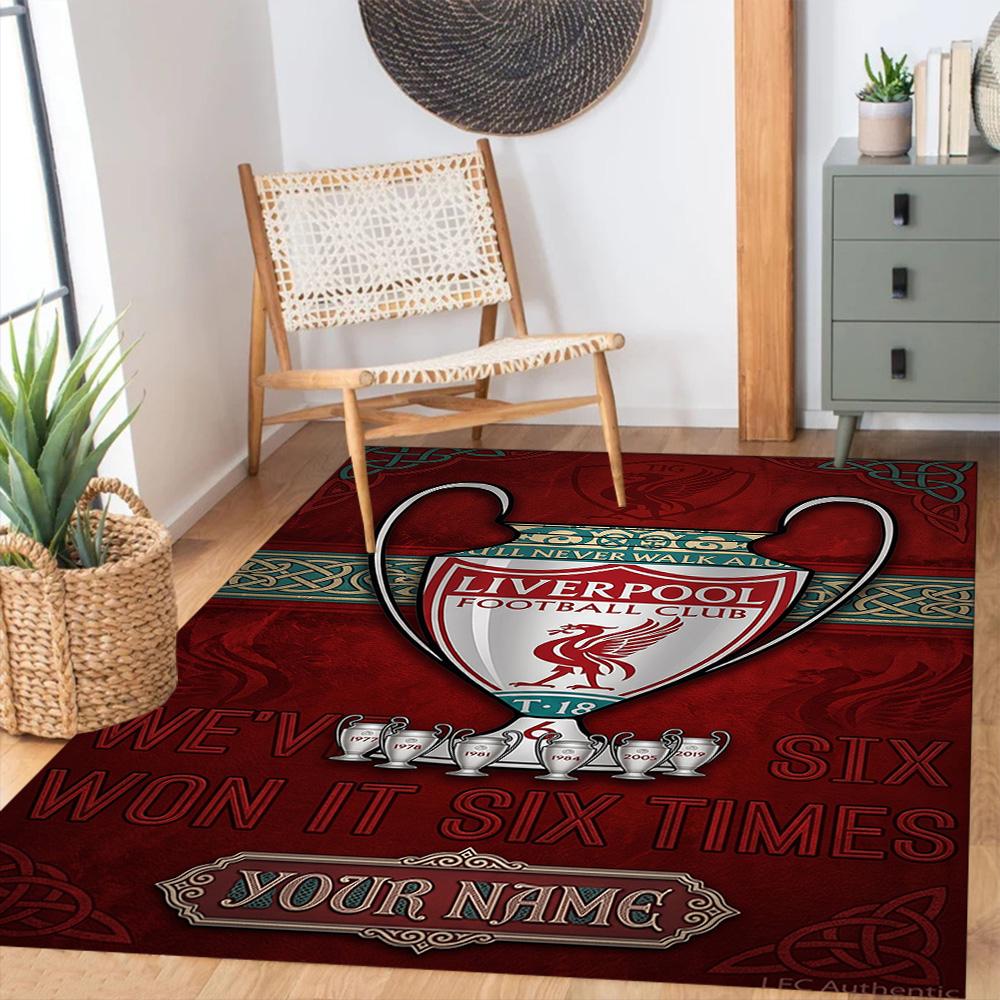 Liverpool Fc Customized Name Floor Rug Office Rug Design For Playrooms Dormitory Entryway Living Rooms Antislip Rug Anime Office Decor