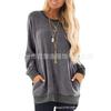 Fall Winter Women's Crew Neck Color Block Pocket Sweatshirt Long Sleeve Pullover Casual Top