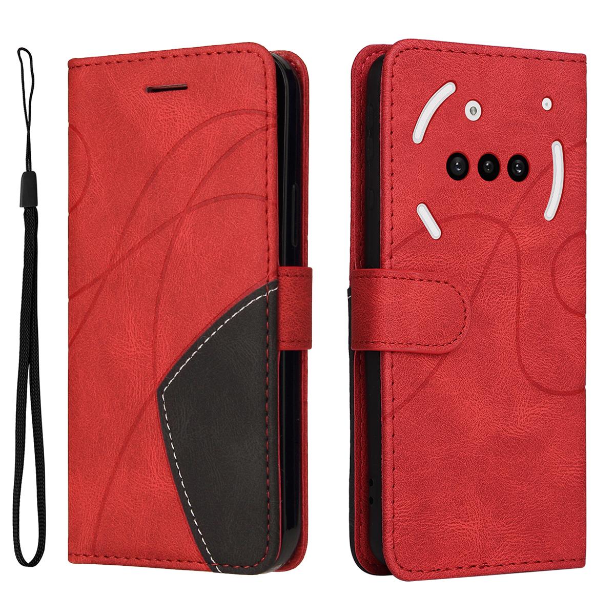 

Ні за що Телефон (3а) Шкіряний чохол-підставка-гаманець для телефону з двоколірним дизайном Red