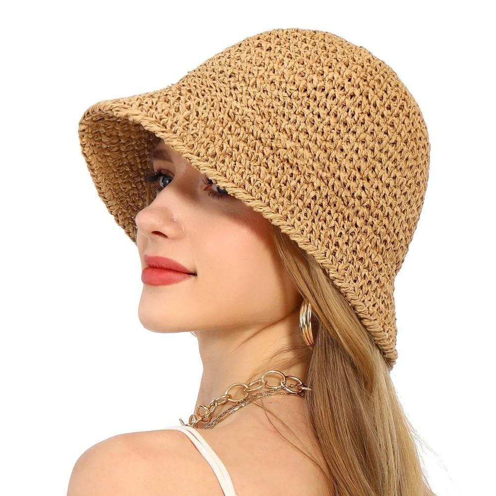 Woven Straw Fisherman Hat Korean Style Bucket Hat Retro Women Sun Hat  Beach