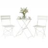 Ensemble Bistrot De Jardin 3 Pieces Table And 2 Folding Chairs With Slats Double Rust Protection Cream