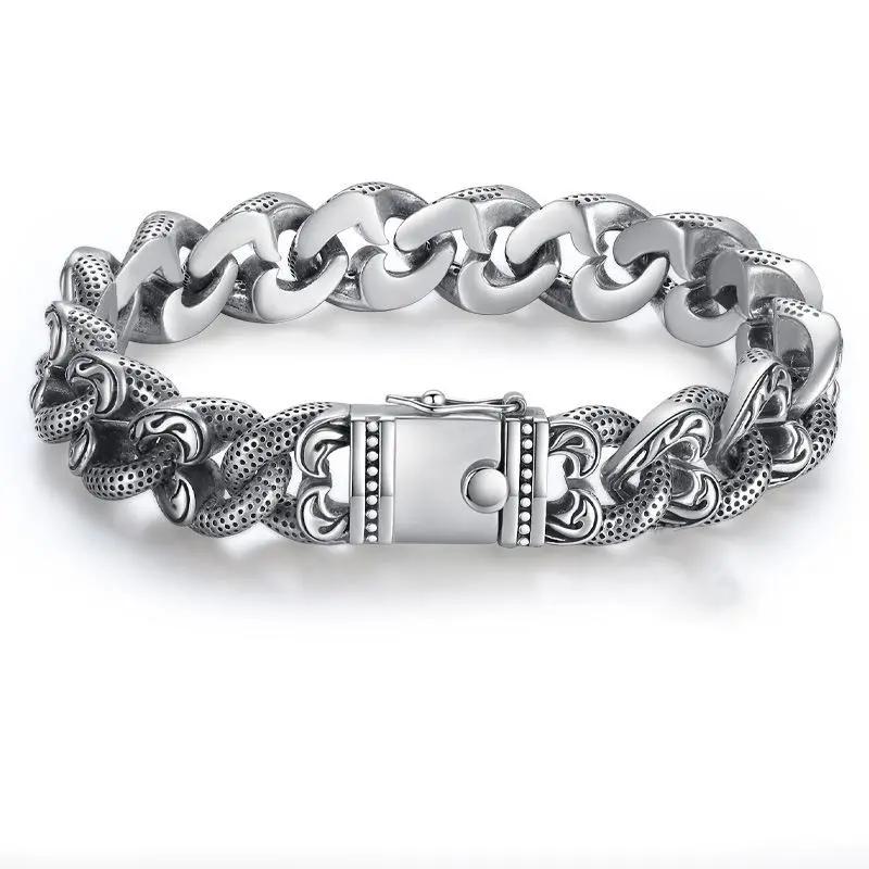 Hip-Hop Herren Trendig Dominierend Weite Version Flache Kette Retro Trendiger Schmuck Liebe Rattanmuster Armband