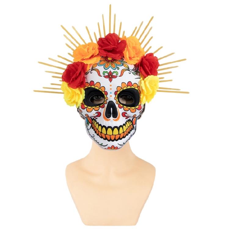 Masquerade Mask Day of The Dead Mask Rose Suger Skeleton Mask for Halloween Cosplay Costumes Party Mask for Women Men