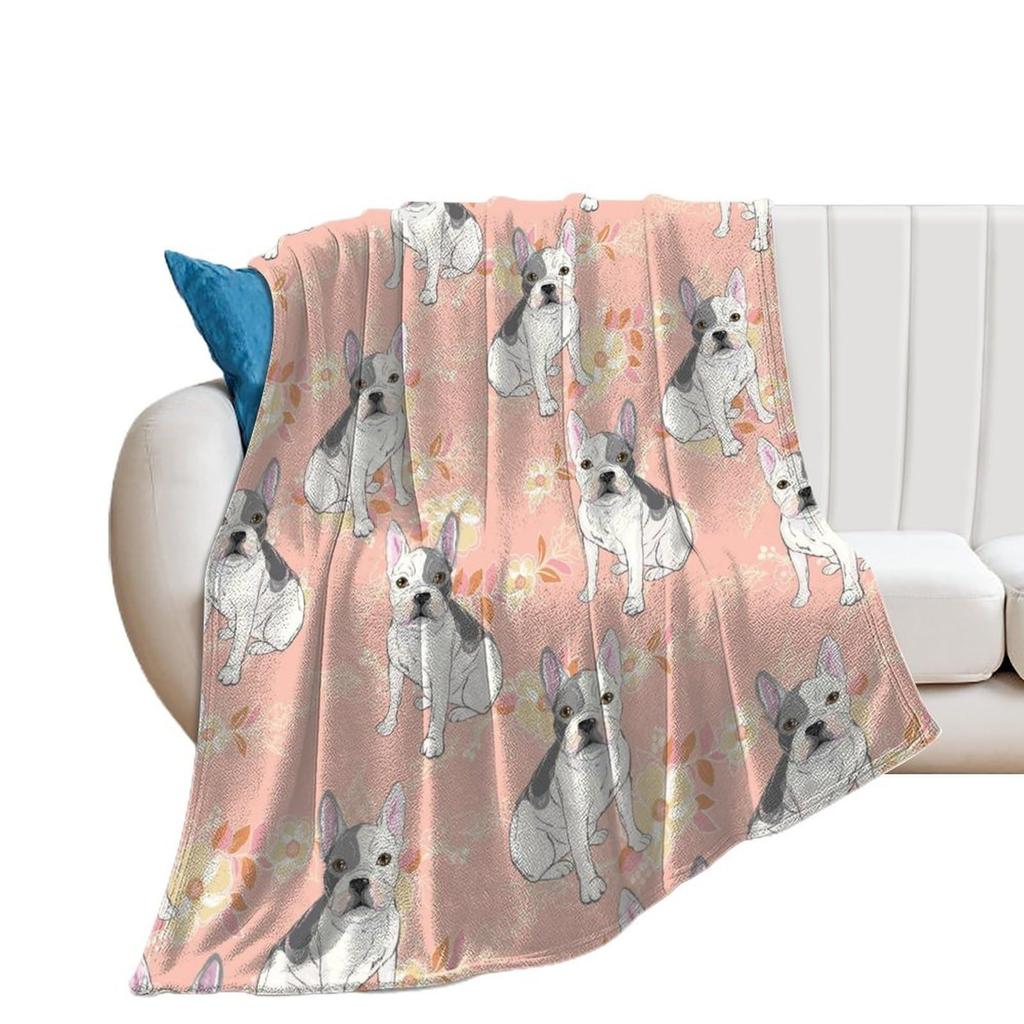 Cartoon bulldog Printed Blanket for Sofa Bed Travel Camping Living Room Office Conditioning Blanket for All Seasons Gifts