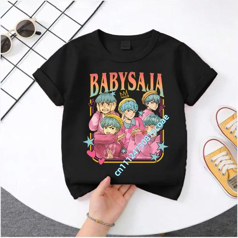 K-pop Demon Hunter Cartoon T-shirt, Summer Polyester T-shirt, Saja Children's Set, Gift, Baby and Children's Clothing for Summer