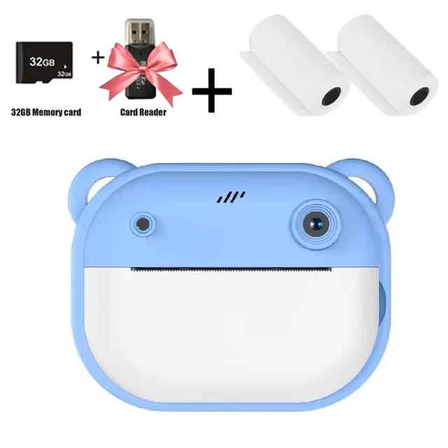 Children Digital Camera Instant Print for Kids Thermal Print Camera Instant Photo Printing Camera Video Toys+32G Memory Card
