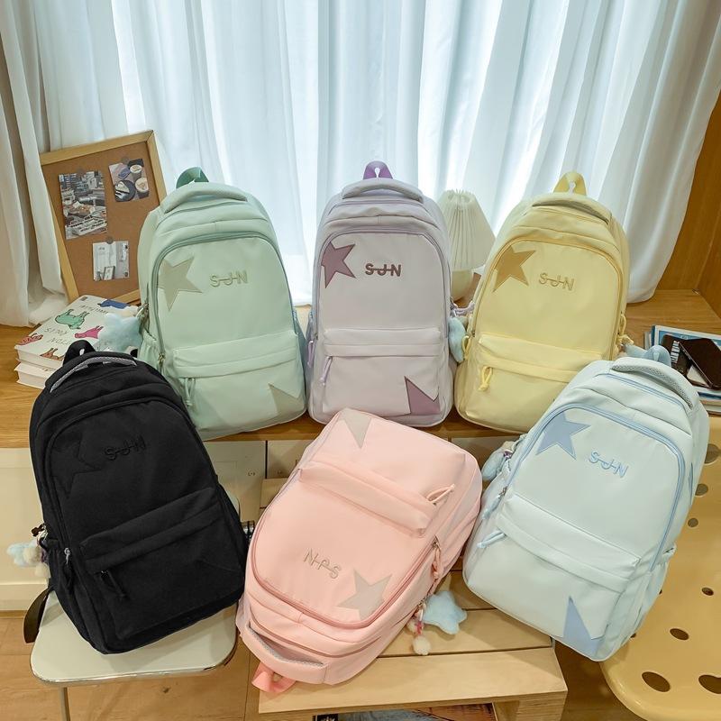 female college students simple college style computer backpack to reduce the burden of large capacity junior high school students backpack tide