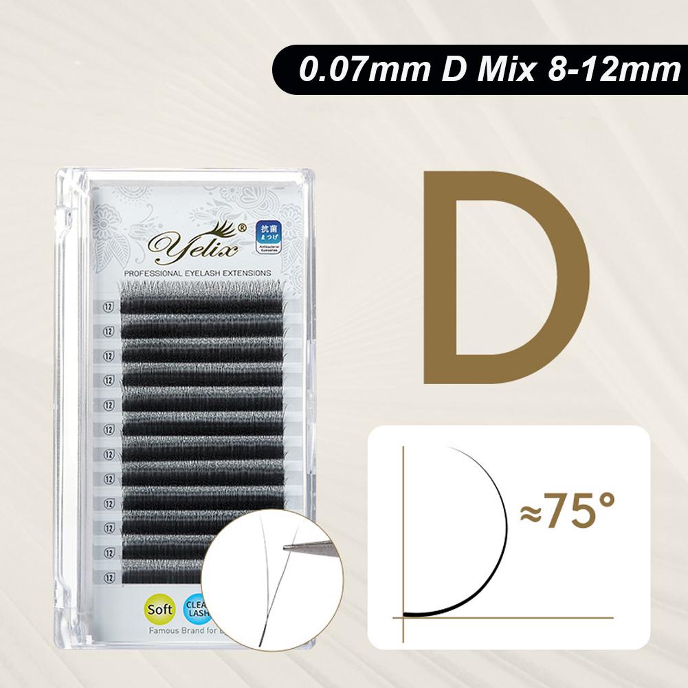

Чорні Y-подібні 2D YY Ультратонкі нарощені вії Готові пучки Нарощування вій Одинарний кінчик Натуральні М які Легкі Накладні вії 0.07mm-D-Mix 8-12mm