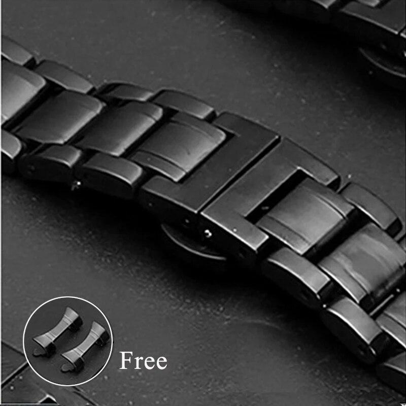 5 Pointer Solid Stainless Steel Strap 12/13/14/15/16/17/18/19/20/21/22/23/24mm Butterfly Buckle Men Women Metal Watch Band