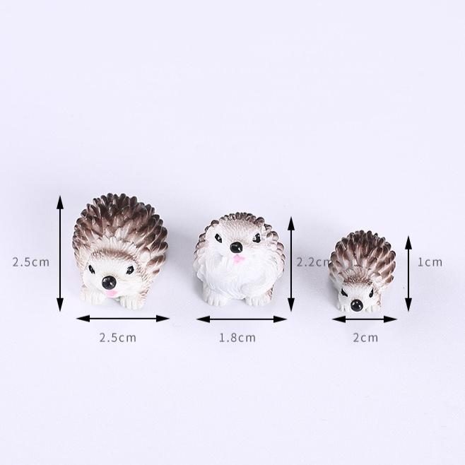 3pcs Cute Resin Hedgehogs Miniatures, Fairy Garden Home Desk Ornament Accessories, Moss Micro Landscape DIY Craft Decoration