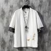 Chinese Style Disc Button Linen T-shirt Mens Summer Short-sleeved Tang Shirt Loose Large Size T-shirt Japanese Kimono Men