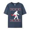 Christmas Bigfoot Skier Carrying Ski Tshirts Funny Gift Tshirts Novelty Printed Tee Tops Cotton Tops